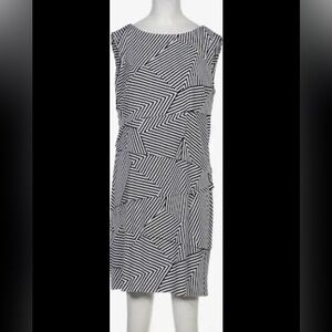 Tahari Black & White Matte Jersey with Ruffle Layering.